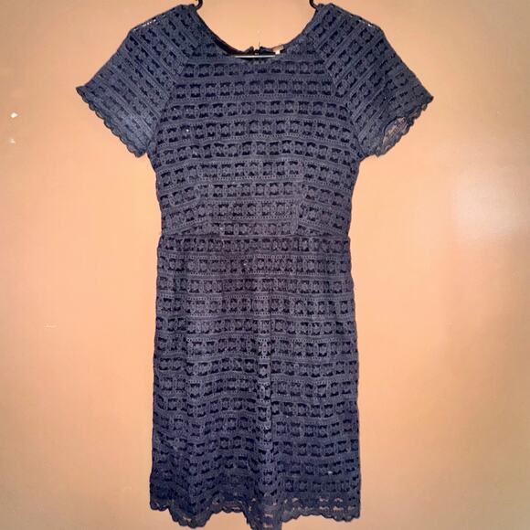 Free People Navy Blue Candy Lace Short Sleeve Dress - Size 2 - Picture 1 of 9